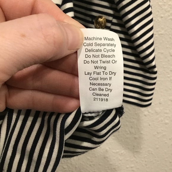 Cabi Life Jacket #823 Nautical Striped Blazer Gold Button 3/4 Sleeve Women's L - Picture 6 of 8